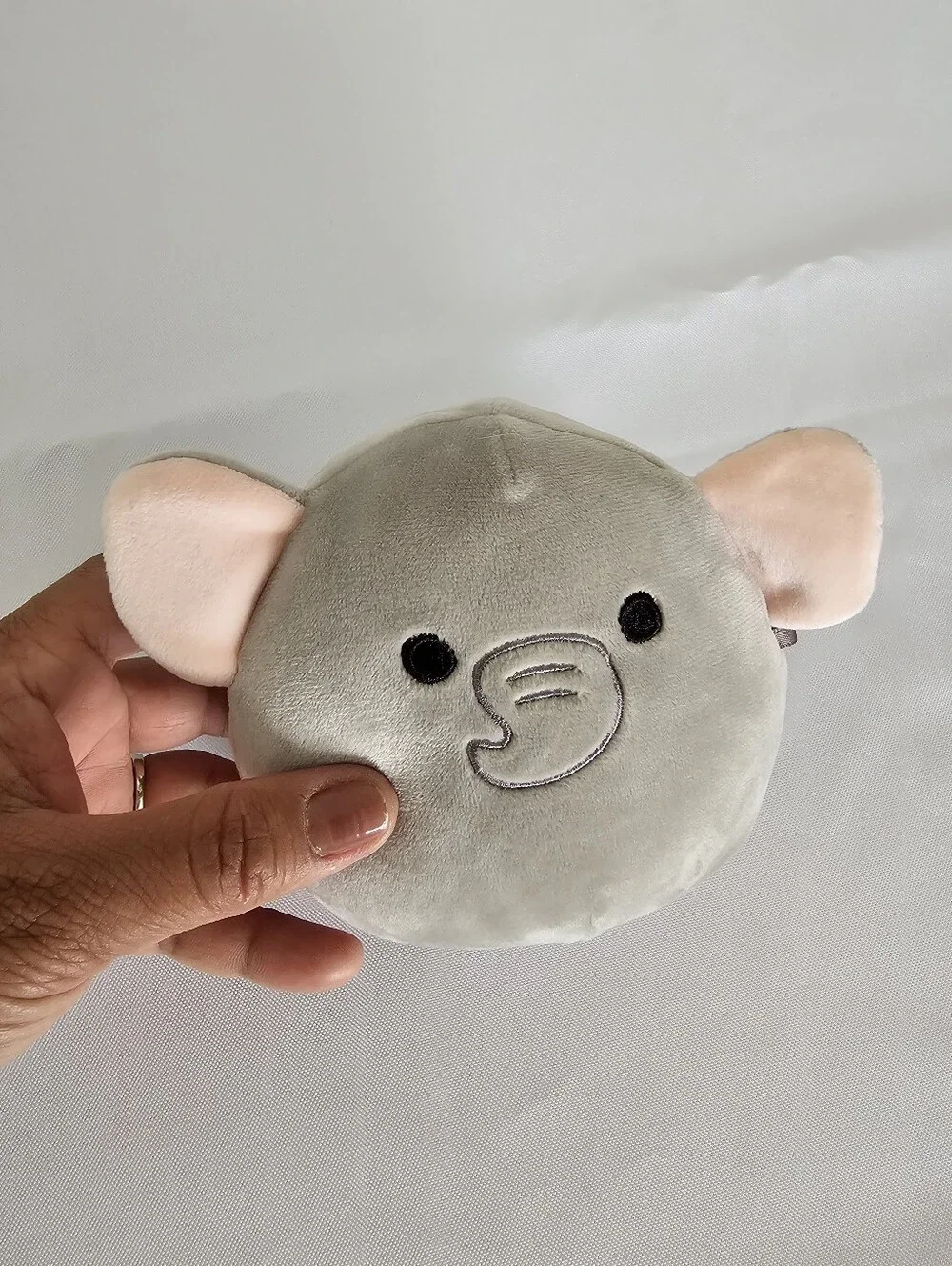 Squishmallows Gray Elephant Coin Pouch with Pink Ears